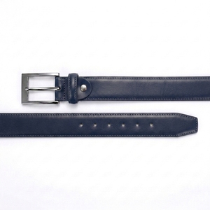 Ceinture pour homme en cuir de vache véritable, formelle et décontractée, avec boucle à ardillon en acier, longueur personnalisable, bleu marine de qualité supérieure, OEM - Product Image 1