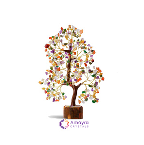 ลูกปัดอัญมณีหลากชนิด 300 เม็ด ฐานไม้ งานแฮนด์เมด ตกแต่งต้นไม้ธีมมาสคอต กระถางดอกไม้ ลูกปัดเศษอัญมณีธรรมชาติ ขายส่ง - Product Image 4