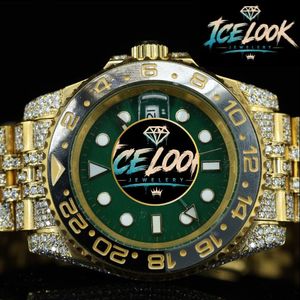 Reloj de Pulsera de Cuarzo Automático con Esfera Verde y Tono Dorado, 42 mm, Correa de 20 mm, Aspecto de Cristal, Elegante y Lujoso para Hombre - Product Image 2