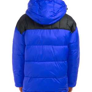 Men's <b>Red</b> <b>Hooded</b> Reversible Canvas Puffer <b>Jacket</b> Windproof Zipper Closure Winter Casual Regular Length Polyester Shell Cotton - Product Image 5