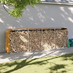 Porte-bois en acier galvanisé aspect bois 118,1''x17,7''x39,4'' pour accessoires de cheminée - Product Image 1