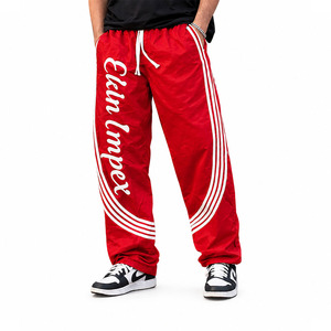 High Quality Custom Nylon Baggy <b>Trousers</b> for Men Breathable Unisex Streetwear Drawstring Plus Size Pants with 3D Embroidery - Product Image 1