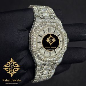 Reloj Mecánico Iced Diamond con Esfera Plateada, Brazalete, Reloj de Pulsera de Lujo para Hombre, Joyería para Fiestas - Product Image 3