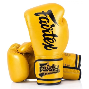 Nouveaux Gants de Boxe Fairtex Pro 2026 14 Oz Noir Jaune Équipement d'Entraînement Professionnel Fermeture à Sangle Réglable Cuir Véritable OEM - Product Image 3