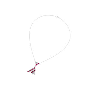 Collier pendentif en or blanc en argent sterling 925 avec design unique en demi-cercle pierre précieuse rubis naturel bijoux fins pour femmes - Product Image 3