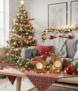 Juego de Portavelas de Madera Maciza en Forma de Columna con Diseño de Estrella y Luna Celestial, Decoración para el Hogar para Pascua y Navidad - Product Image 1