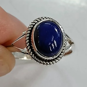 <b>Lapis</b> <b>Lazuli</b> <b>Ring</b> 925 Sterling Silver Handmade Boho Statement Promise Jewelry for Women Natural Oval Shape Gemstone Jewelry - Product Image 2