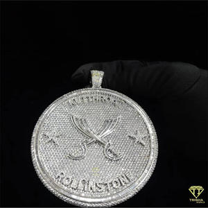 Custom Brand Logo Hip Hop Pendant for Men Women Hand Set Moissanite Diamonds 925 Silver Gold Plated 18K Gold GIA Certified - Product Image 5
