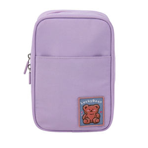 Estuche de Lápices con Cierre de Nailon Morado SENDA para Uso Escolar y de Oficina, con Parche de Oso, Tamaño A5, Bolsa para Material Escolar - Product Image 6
