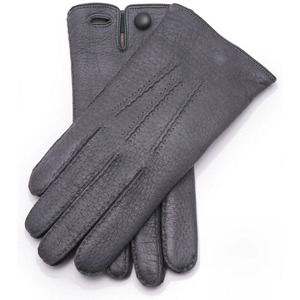 Womens Dark Gray Sheepskin Handmade Eco-Friendly <b>Gloves</b> Soft Smooth Finish Full-Finger Winter Outdoor Party Knit Lining Snap - Product Image 1