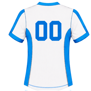 Camiseta de Rugby Blanca y Azul Rey, Manga Corta, Cuello en V, Uniforme de Equipo Personalizado, Transpirable, para Entrenamiento Deportivo - Product Image 2