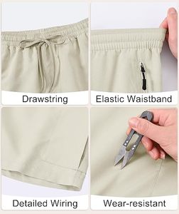 Pantalones Cortos de Golf para Hombre, Premium, Transpirables, de Cintura Media, con Botones, Logotipo Frontal, de Poliéster, Casuales, para Verano, Elásticos, 140g, Tejido - Product Image 3
