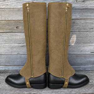 Custom Top Grain Leather <b>Half</b> <b>Chaps</b> Professional Equestrian Riding Gaiters Cowhide Horse Riding <b>Chaps</b> LHC-0009 - Product Image 1