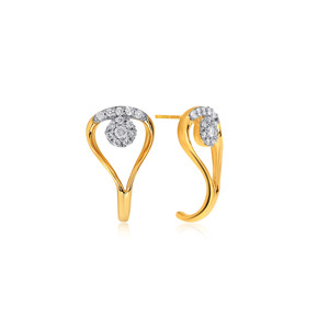 Boucles d'oreilles clous en or jaune 18 carats avec diamants en forme de goutte d'eau, diamants de laboratoire taille ronde pour femme - Product Image 2