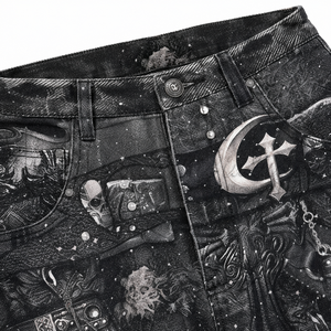 Jeans amples noirs personnalisés pour hommes, style color block, en denim épais et écologique, vente en gros, pantalon streetwear tendance - Product Image 6