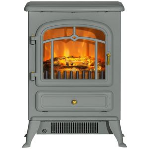 Caminetto Elettrico Indipendente da 16 Pollici, 750W/1500W di Potenza Riscaldante, Effetto Fiamma 3D LED, Stufa Elettrica da Interno, Grigio, per Uso Domestico - Product Image 1