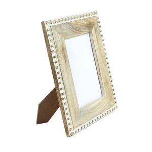 Rustic Wooden Photo <b>Frame</b> Rectangle Vertical Tabletop Decor With Beaded Edge <b>Design</b> - Product Image 2