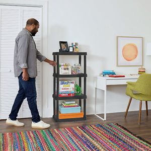Unidad de Almacenamiento de Plástico Negra de 4 Estantes, 22'' de Ancho x 14'' de Profundidad x 47'' de Alto, Capacidad de 200 lb, para Cocina y Baño - Product Image 3