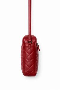 Red Quilted Genuine Leather Crossbody Bag with Zip Closure and <b>Adjustable</b> <b>Strap</b> for Women - Product Image 5