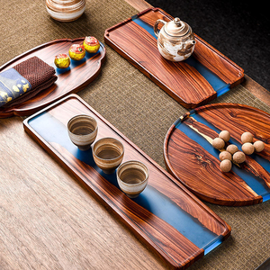Plateau de service en bois de qualité supérieure personnalisé, décoration de table, sous-verres pour boissons, plateau en résine avec sous-verre en résine océanique - Product Image 5