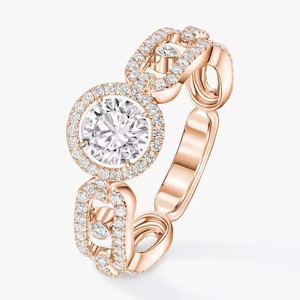 Rose Gold Diamond Engagement <b>Ring</b> Round Brilliant Cut Romantic Women's Fine Jewelry - Product Image 1