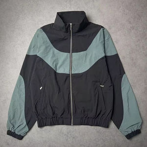 <b>Men's</b> Black Green Color Blocking Track Suit Regular Fit Sporty Zipper Closure Autumn Wear Breathable Polyester <b>Jacket</b> Pants Set - Product Image 5