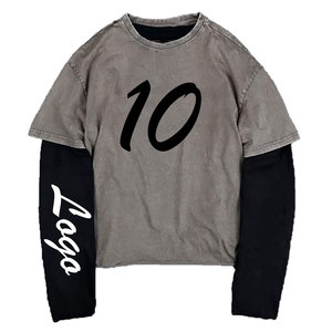 เสื้อยืดแขนยาวทรงโอเวอร์ไซส์แบบสองชั้น สไตล์ใหม่ สำหรับผู้ชายและผู้หญิง - Product Image 5