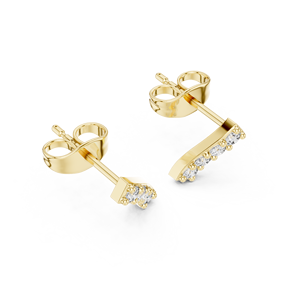 Pendientes de Barra Curva con Diamante Cultivado en Laboratorio de Corte Redondo, Oro Sólido de 14K/18K, 0.20CT DEF VVS, Joyería Fina Minimalista, Venta al Por Mayor - Product Image 4