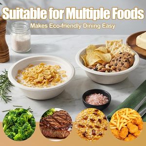 MOQ 200sets 1250ml Bagasse Disposable <b>Bowls</b> 4cm Inner Tray Boxes Injection Molded Take-out <b>Bowls</b> <b>Microwavable</b> Party Use - Product Image 5