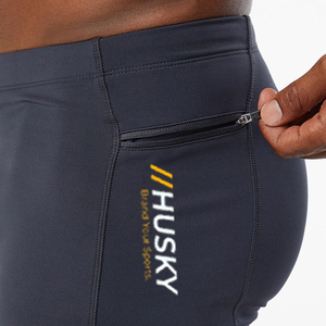 Shorts de Compresión Unisex de Nailon y Spandex, Cintura Alta Elástica, Bolsillo Oculto, Logotipo Personalizado, Secado Rápido, Ligeros, Transpirables, hasta la Rodilla - Product Image 3