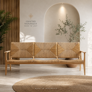Fauteuil de salon 3 places en teck massif tressé, design tropical moderne, mobilier pour hôtel et villa, vente en gros, fabriqué en Indonésie - Product Image 6