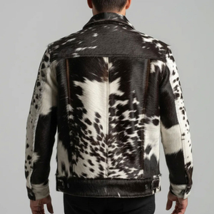 Chaqueta de Cuero Genuino para Hombre con Cuello Alto y Ribete en las Mangas, Transpirable, Resistente al Viento, para Invierno, Uso Casual, Corte Regular, Material Grueso - Product Image 6
