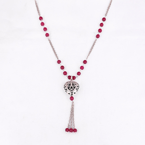 สร้อยคอพร้อมจี้เงินแท้ 925 ประดับด้วยลูกปัดฟิวเซีย คาลเซโดนี - Product Image 1