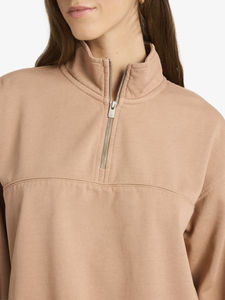 Sweat-shirts d'extérieur pour femmes à col montant zippé 1/4, en molleton de coton 320 GSM, coupe ample, coupe courte, personnalisables avec votre logo, vente chaude, OEM - Product Image 2