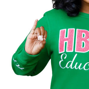 Sudadera Verde HBCU AKA Chenille, Cuello Redondo, Manga Larga, Felpa Suave, Informal, para Mujer, Ropa de Sororidad, Elegante - Product Image 5