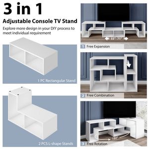 Set di 3 supporti per TV da console per televisori fino a 65 pollici, mensole incluse - Product Image 6