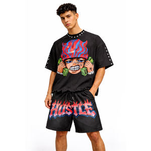 Conjunto de Camiseta y Pantalones Cortos con Estampado Gráfico para Hombre, Estilo Urbano Informal, Dos Piezas, Verano 2026 - Product Image 4