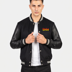 Chaqueta Varsity Personalizada para Hombre, Mezcla de Lana, Manga de Piel de Vaca, Logotipo Bordado, Secado Rápido, Transpirable, Chaqueta de Béisbol Universitaria - Product Image 1