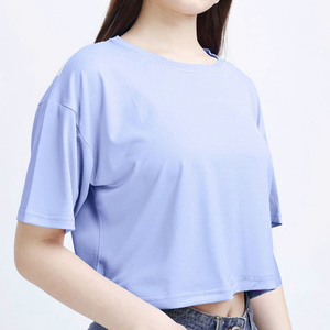 T-shirts amples à manches courtes et épaules tombantes pour femmes, 100 % coton, avec logo personnalisé et motif graphique, coupe courte et carrée, vente en gros - Product Image 6