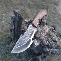 Pisau Tracker Baja Karbon Tinggi Berkualitas Tinggi Buatan Tangan dengan Gagang Kayu dan Sarung Kulit Halus Pisau Survival Bushcraft