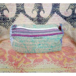 Indian kantha cotton cosmetic pouch set of 3 Toiletry bag <b>Makeup</b> pouch Accessory <b>case</b> Women's travel bag Handmade Kantha - Product Image 5