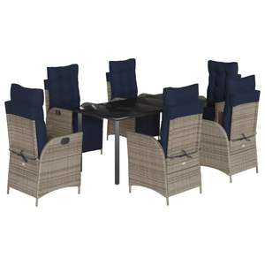 7-Piece Gray Poly <b>Rattan</b> Patio Dining Set with <b>Cushions</b> <b>Garden</b> Sets - Product Image 2