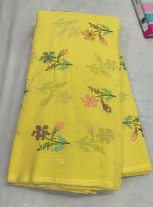 Pure Linen Flower Work Fabric Width 44 Use Dress <b>Kurti</b> Saree Etc. - Product Image 5