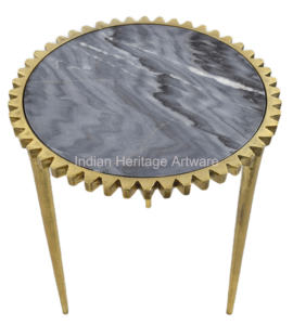 Mesas auxiliares de mármol de diseño moderno, muebles para el hogar con acento de aluminio de alta calidad para sala de estar, oficina y comedor, mesas de centro - Product Image 2