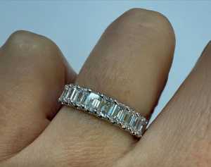 Half Eternity Wedding <b>Band</b> 10k 14k 18k Solid Gold Stackable Everyday Wear Wedding Anniversary <b>Ring</b> <b>Emerald</b> Cut Lab Grown Diamond - Product Image 6