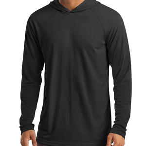เสื้อยืดตกปลาผู้ชายสีพื้นแบบมีฮู้ด ป้องกันแสงแดด UPF 50+ แขนยาว เสื้อกีฬาตกปลา ป้องกันผื่นแดง - Product Image 1