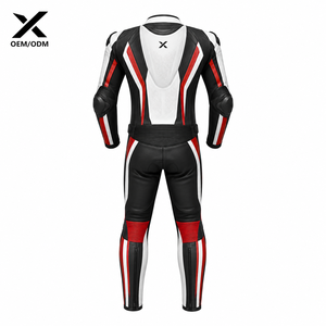 Combinaison de moto hybride pour homme en cuir de vachette 400g, personnalisée OEM/ODM, imprimée par transfert thermique, manches longues, tenue de course X Sports City - Product Image 1