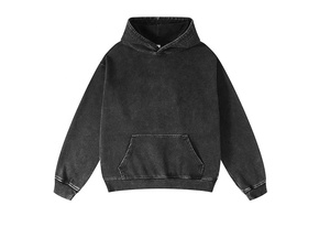 Sudadera con capucha unisex personalizada de algodón orgánico, estilo vintage, oversize, con efecto desgastado, lavado ácido, corte regular, con cremallera, anti-bolitas - Product Image 5