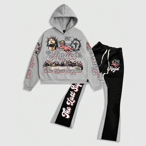 Conjunto de Sudadera con Capucha y Pantalones Deportivos Angel The Last Supper, Ropa Deportiva Unisex, Sudadera y Pantalones Deportivos Estampados de Manga Larga, Atuendo Informal - Product Image 1