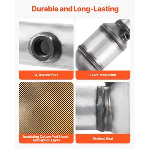 Convertidor Catalítico de Repuesto de Alto Flujo Delantero Derecho para Jeep Wrangler 3.8L V6 2007-2009, OE 50482, Acero Inoxidable, Gases de Escape - Product Image 5